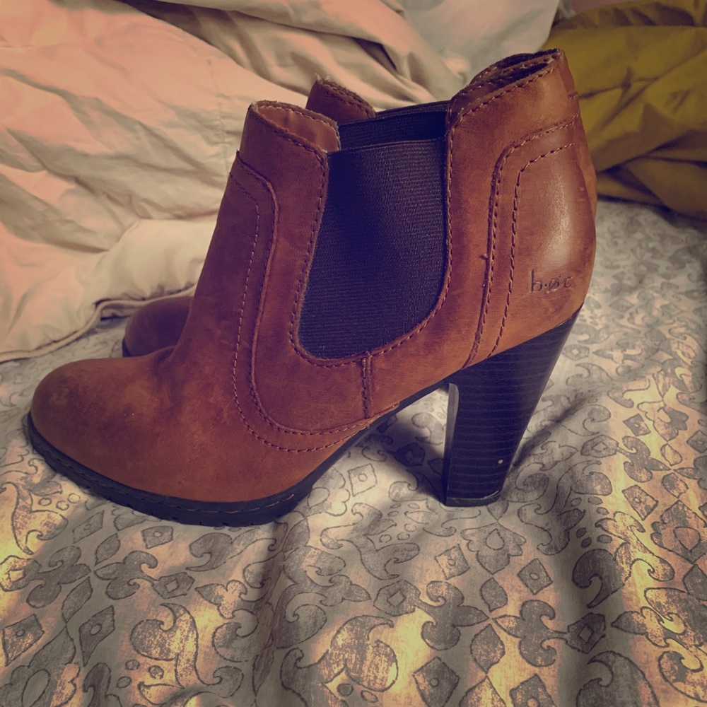 Brown heeled booties by BOC